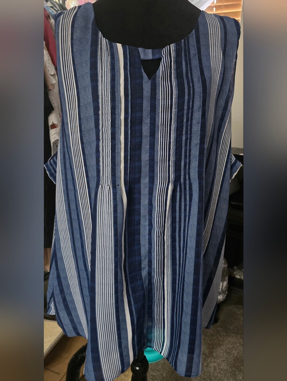48 CJ Banks Navy & White Striped Sleeveless Tunic